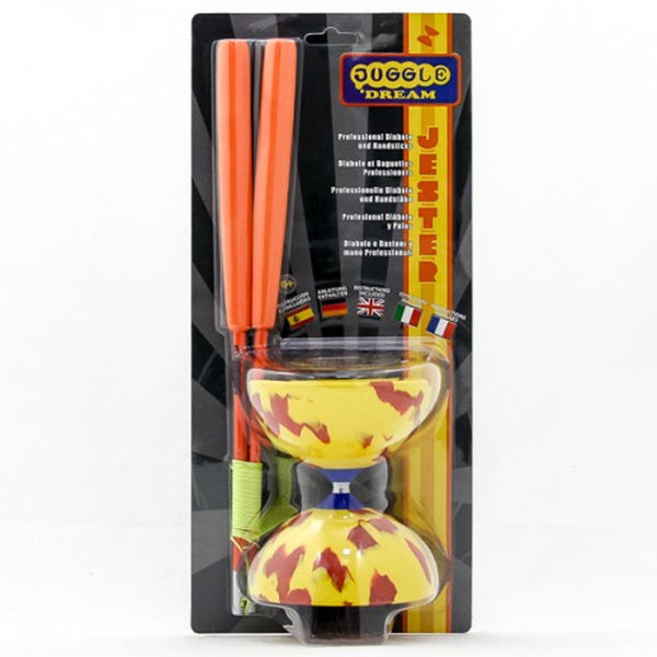 Kit Diabolo Jester Juggle Dream - Axe Fixe, Baguettes Bois + Vidéo Tutoriel En Ligne Multilingue