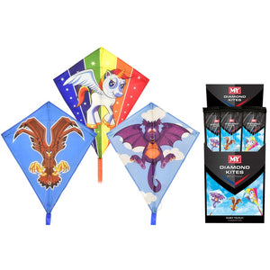 60cm x 70cm Nylon Diamond Kite (Unicorn, Dragon or Eagle)