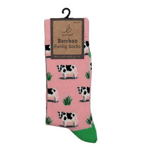 Bartleby Funky Bamboo Socks - Grazing Cow Design