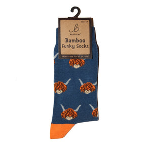 Bartleby Funky Bamboo Socks - Highland Cow Design