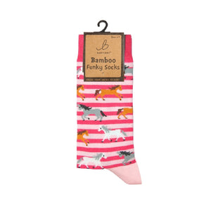 Bartleby Ladies Funky Bamboo Socks Galloping Horse Design Sizes 4-7