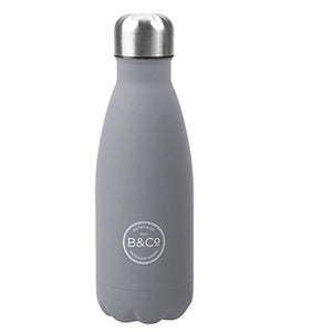 B&Co 350ml Bottle Flask Rubber Finish Grey