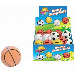 12 Bouncy Sponge Balls 63mm - 4 Assorted Colours