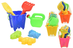 7 Piece Square Sand Castle Beach Bucket Set