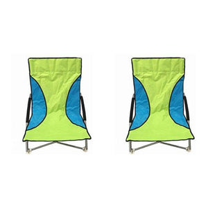 2 Green Nalu Folding Low Seat Beach Chairs