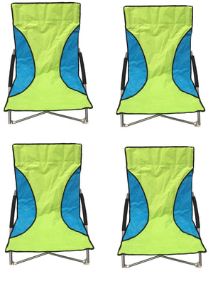 4 Green Nalu Folding Low Seat Beach Chair Camping Chairs