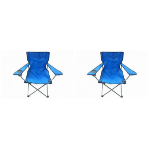 2 Blue & Black Folding Chair With Cup Holder
