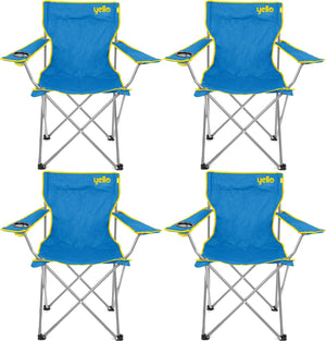 4 Yello Folding Beach Chairs For Camping, Fishing Or Beach - Blue