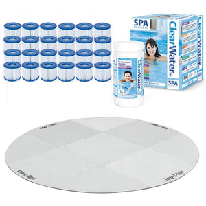 Bestway Lay-Z-Spa Platinum Set - 12 x Filter Packs, Chemicals, Floor Protector, Test strips