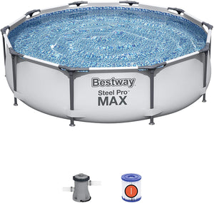 Bestway 10ft Steel Pro Frame Swimming Pool Set with Pump with UK plug, 305 x76cm