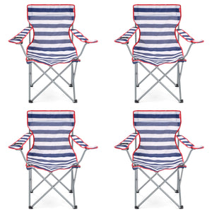 4 Yello Folding Beach Chairs For Camping, Fishing Or Beach - Striped Blue/White