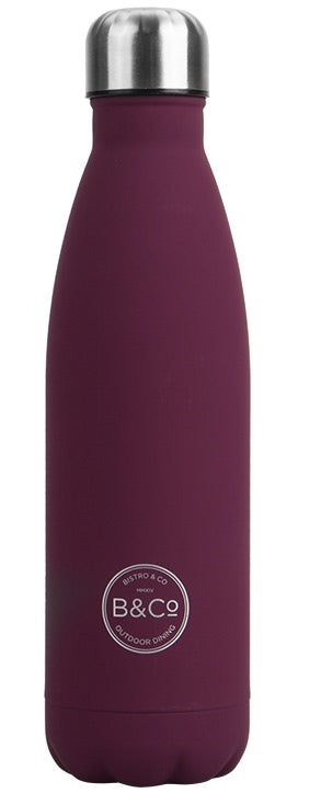 B&Co 500ml Bottle Flask Rubberised Berry