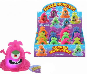 12 Light Up Sucker Monsters - 6 Assorted Colours