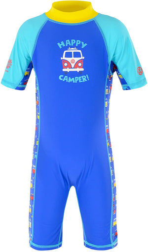 Board Masters Volkswagen Boys Upf 50+ Protection Sunsuit - Kids Swimsuit - Blue Age1
